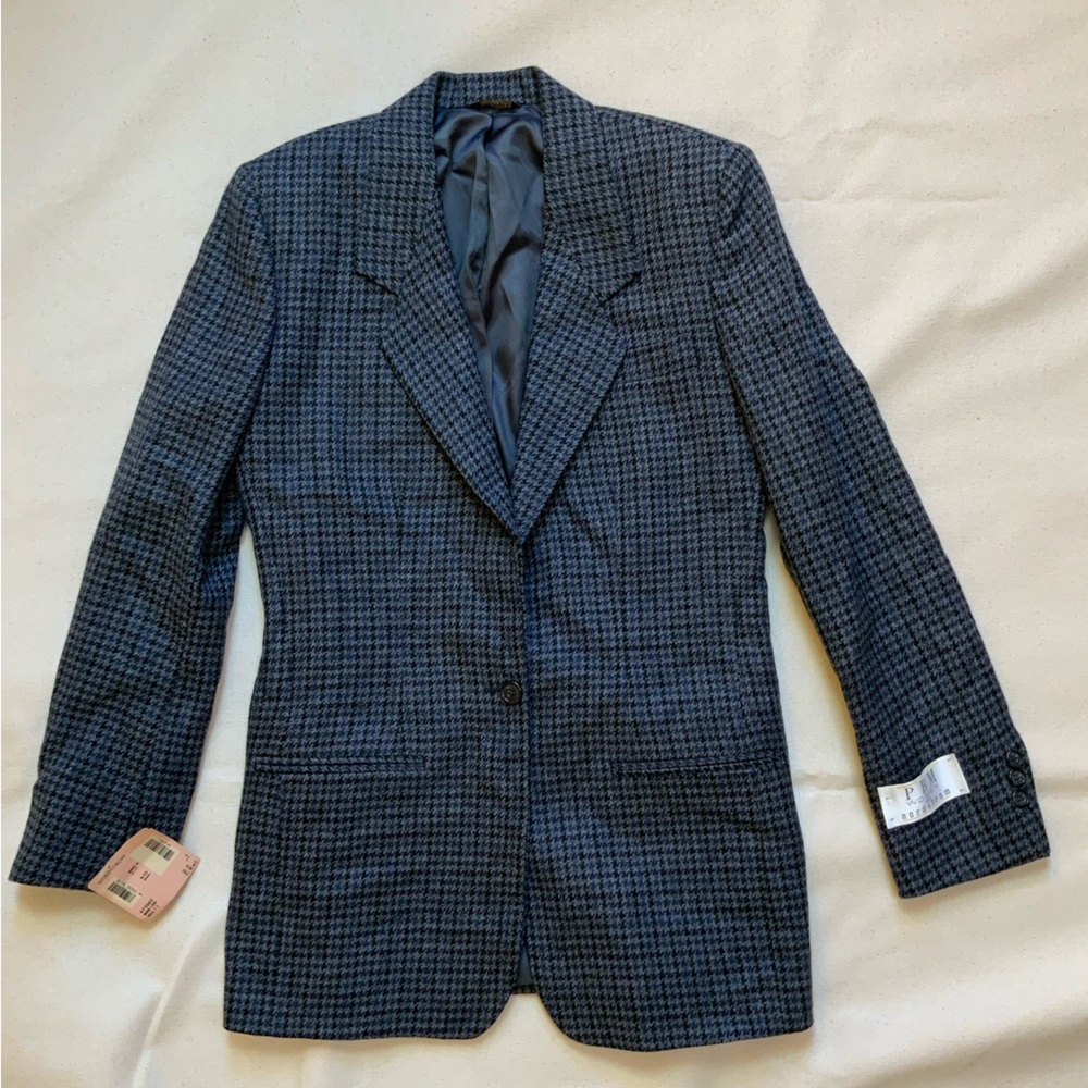 Vintage Houndstooth Tweed 100% Wool PBM Blazer NWT 4